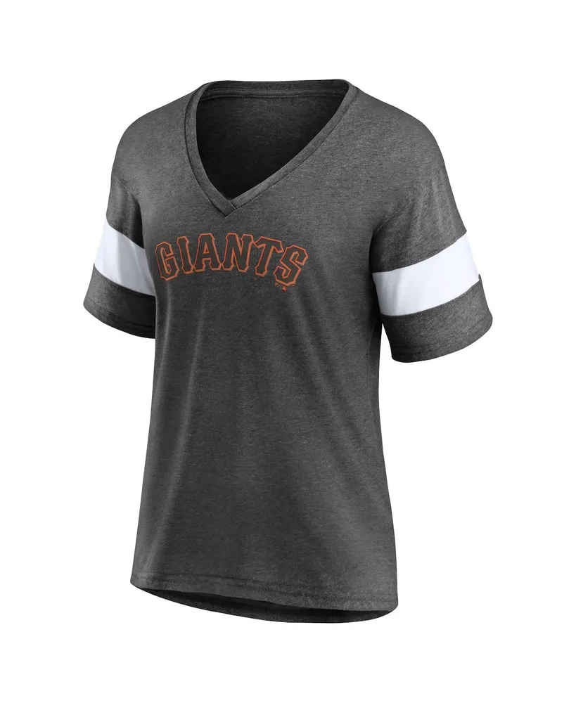 Women's Fanatics Heathered Charcoal San Francisco Giants Wordmark V-Neck Tri-Blend T-shirt