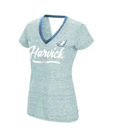 Women's Touch Heather Powder Blue Kevin Harvick Halftime Back Wrap T-shirt