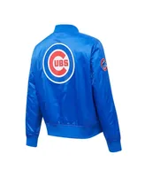 Women's Pro Standard Royal Chicago Cubs Satin Full-Snap Varsity Jacket