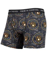 Men's Pair of Thieves White and Navy Milwaukee Brewers Super Fit 2-Pack Boxer Briefs Set