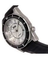 Reign Men Francis Leather Watch - Black/Silver, 42mm