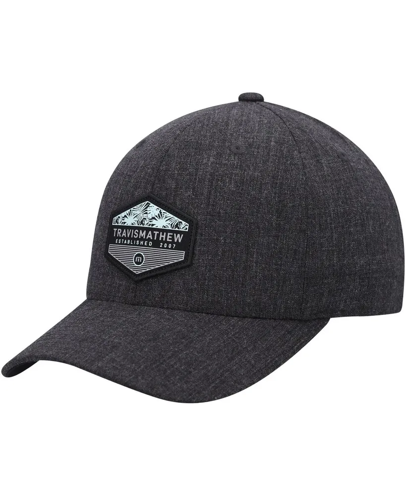 Men's Travis Mathew Heather Black Sawing Logs Snapback Hat