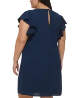 Jessica Howard Plus Size Seersucker Keyhole A-Line Dress