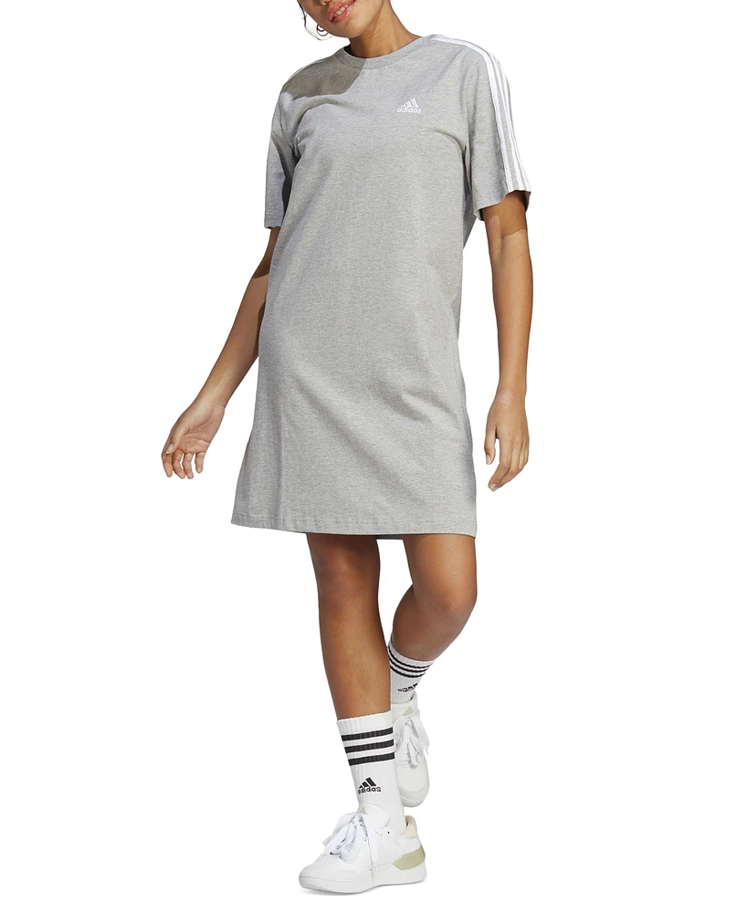 adidas Women's Active Essentials 3-Stripes Single Jersey Boyfriend Tee Dress