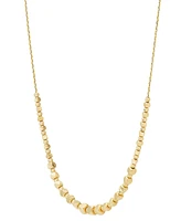 Italian Gold Polished & Textured Bead Collar Necklace in 10k Gold, 18" + 1" extender