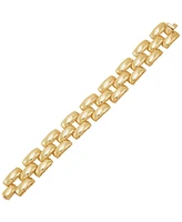 Italian Gold Stampato Panther Link Bracelet in 14k Gold