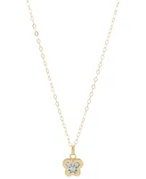 Children's Diamond Accent Butterfly Pendant Necklace in 14k Gold, 14" + 2" extender