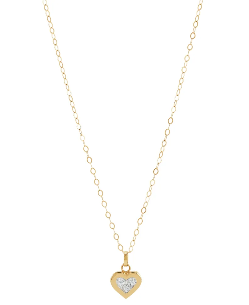 Children's Diamond Accent Heart Pendant Necklace in 14k Gold, 14" + 2" extender
