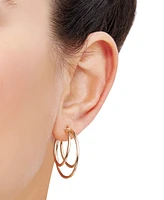 Italian Gold Graduated Small Triple Split Hoop Earrings in 10k Gold