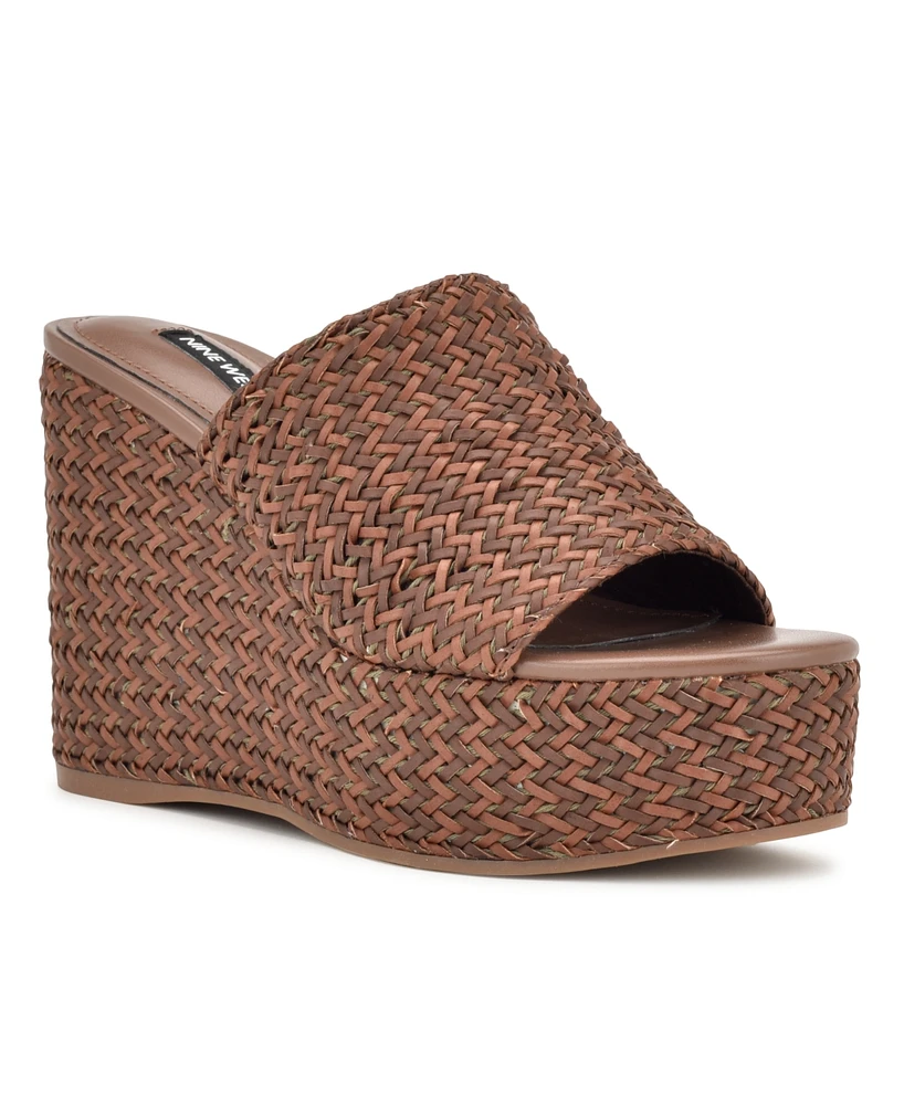 Nine West Women's Everie Woven High Platform Wedge Sandals