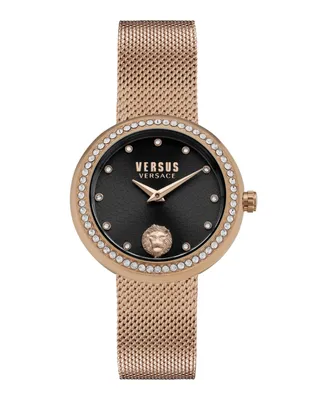 Versus Versace Women's Lea Crystal 2 Hand Quartz Rose Gold-Tone Stainless Steel Watch, 35mm