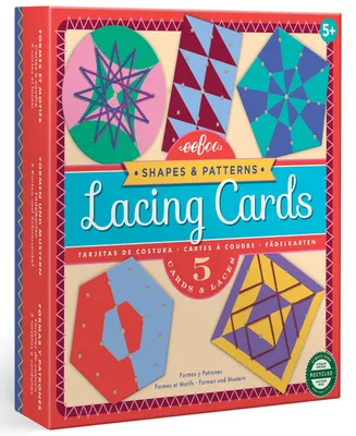 Eeboo Shapes Patterns Lacing Cards, Set of 5
