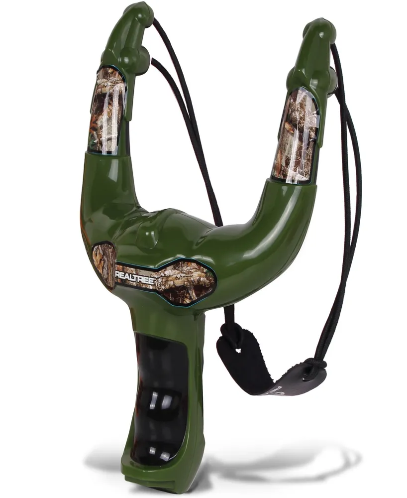 Realtree Nkok Handheld Slingshot Set Green 25037 includes 6 Foam Balls 3 Can Targets, Toy Slingshot Shoots Up To 30', Officially Licensed