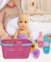 Magic Nursery Bath Caddy 8" Baby Doll Playset Doll With Brown Eyes, New Adventures, Children's Pretend Play, Ages 2 and up