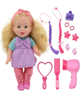 Lil Tots Talking Hair Styling Playset 16 Piece 12" Doll Playset, New Adventures, Children's Pretend Play, Ages 3 and up