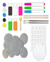 The Complete Neon Rock Art Kit Diy Rock Painting For Kids, Rocks, Brushes, Paint, Stencils included 19 Easy-To-Follow Projects