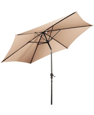 10FT Patio Umbrella 6 Ribs Market Steel Tilt W/ Crank Outdoor Garden