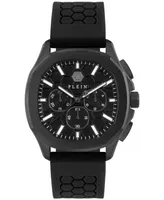 Philipp Plein Men's Chronograph Spectre Black Silicone Strap Watch 44mm