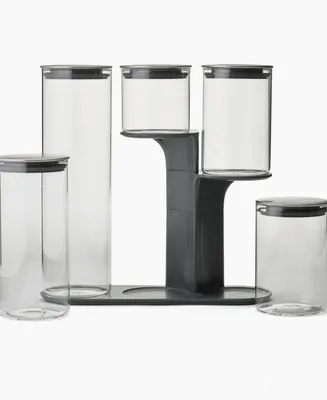 Joseph Joseph Podium 5-Piece Glass Storage Jar Set with Stand