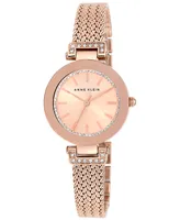 Anne Klein Women's Premium Crystal-Accented Rose Gold-Tone Stainless Steel Mesh Bracelet Watch 30mm Ak-1906RGRG