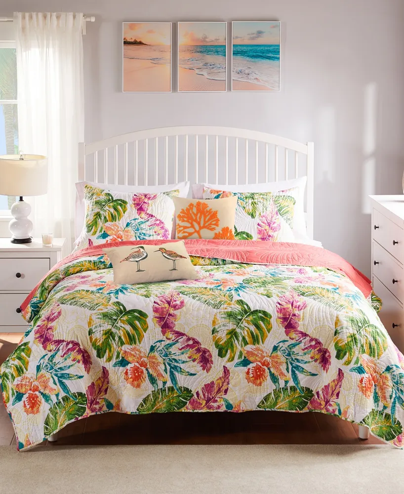 Greenland Home Fashions Tropics Coastal Palm Piece Quilt Set