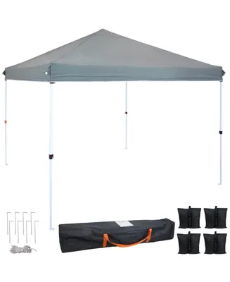 Sunnydaze Decor 12 x 12 Foot Standard Pop-Up Canopy with Rolling Carry Bag - Portable Straight Leg Folding Shade Shelter - Gray