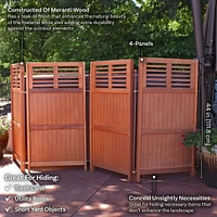 Outdoor Patio or Porch Meranti Wood with Teak Oil Finish Folding Privacy Screen Fence - 44"