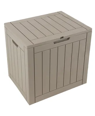 Outdoor Deck Box - Lockable Package Delivery Box - Weather-Resistant Outdoor Storage Bin - 32-Gallon Faux Plank