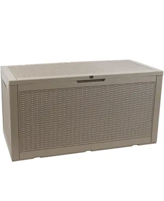 Outdoor Deck Box - Lockable Package Delivery Box - Weather-Resistant Outdoor Storage Bin - 100-Gallon Faux Resin