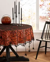 Elrene Crawling Halloween Spider Lace Lined Tablecloth - 70" Round