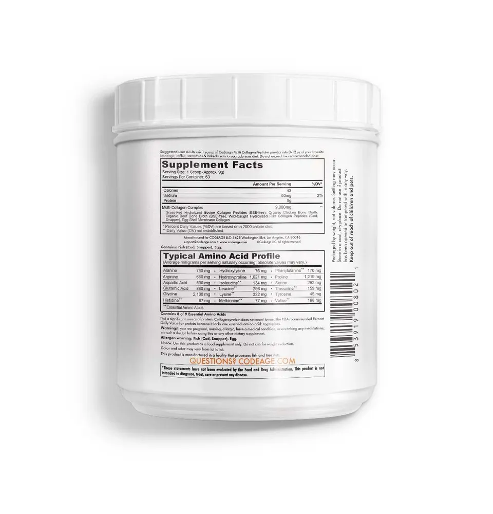 Codeage Multi Collagen Protein Powder Large Hydrolyzed Grass Fed 20 oz