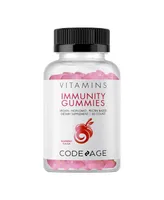 Codeage Immunity Gummies, Vitamin C & Sambucus Black Elderberry Chewable Daily Vitamins Gummy, Echinacea & Propolis, Raspberry Flavor, Gelatin