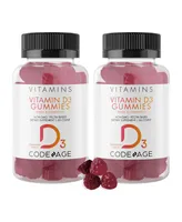 Codeage Vitamin D3 Gummies 2-Pack, 5000 Iu, Strawberry Flavored Vitamin Supplement - 60ct