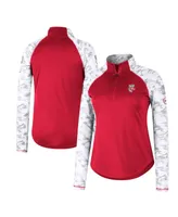 Women's Colosseum Red Wisconsin Badgers Oht Military-Inspired Appreciation Flash Arctic Camo Raglan Quarter-Zip Jacket