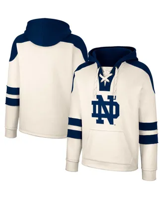 Men's Colosseum Cream Notre Dame Fighting Irish Lace-Up 4.0 Vintage-Inspired Pullover Hoodie