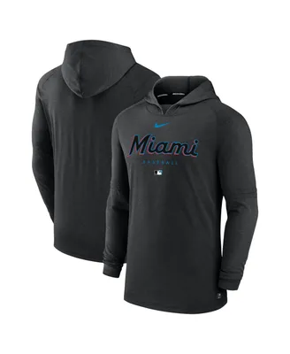 Men's Nike Heather Black Miami Marlins Authentic Collection Early Work Tri-Blend Performance Pullover Hoodie