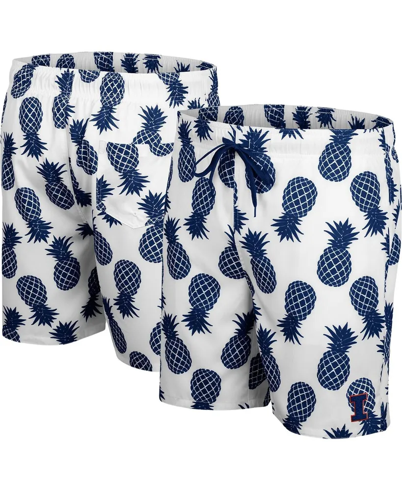 Men's Colosseum White Illinois Fighting Illini Pineapples Swim Shorts