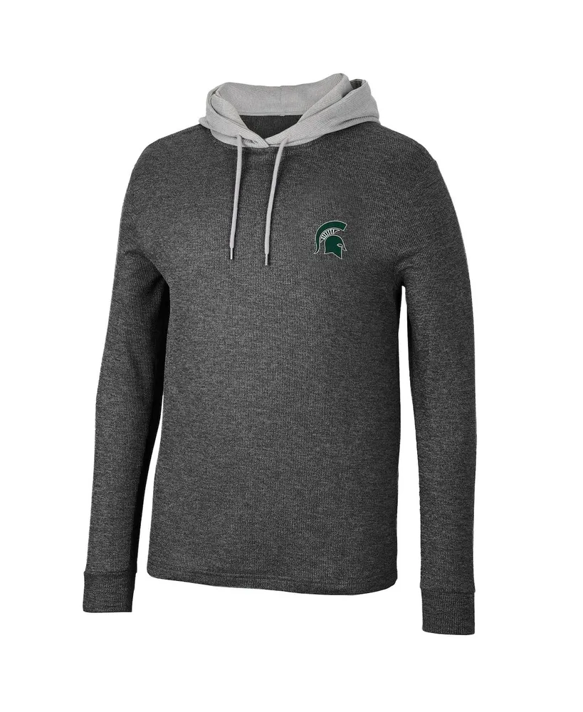 Men's Colosseum Black Michigan State Spartans Ballot Waffle-Knit Thermal Long Sleeve Hoodie T-shirt