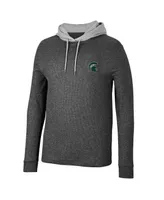 Men's Colosseum Black Michigan State Spartans Ballot Waffle-Knit Thermal Long Sleeve Hoodie T-shirt