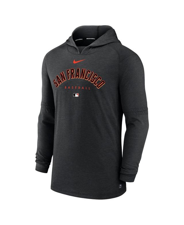 Men's Nike Heather Black San Francisco Giants Authentic Collection Early Work Tri-Blend Performance Pullover Hoodie