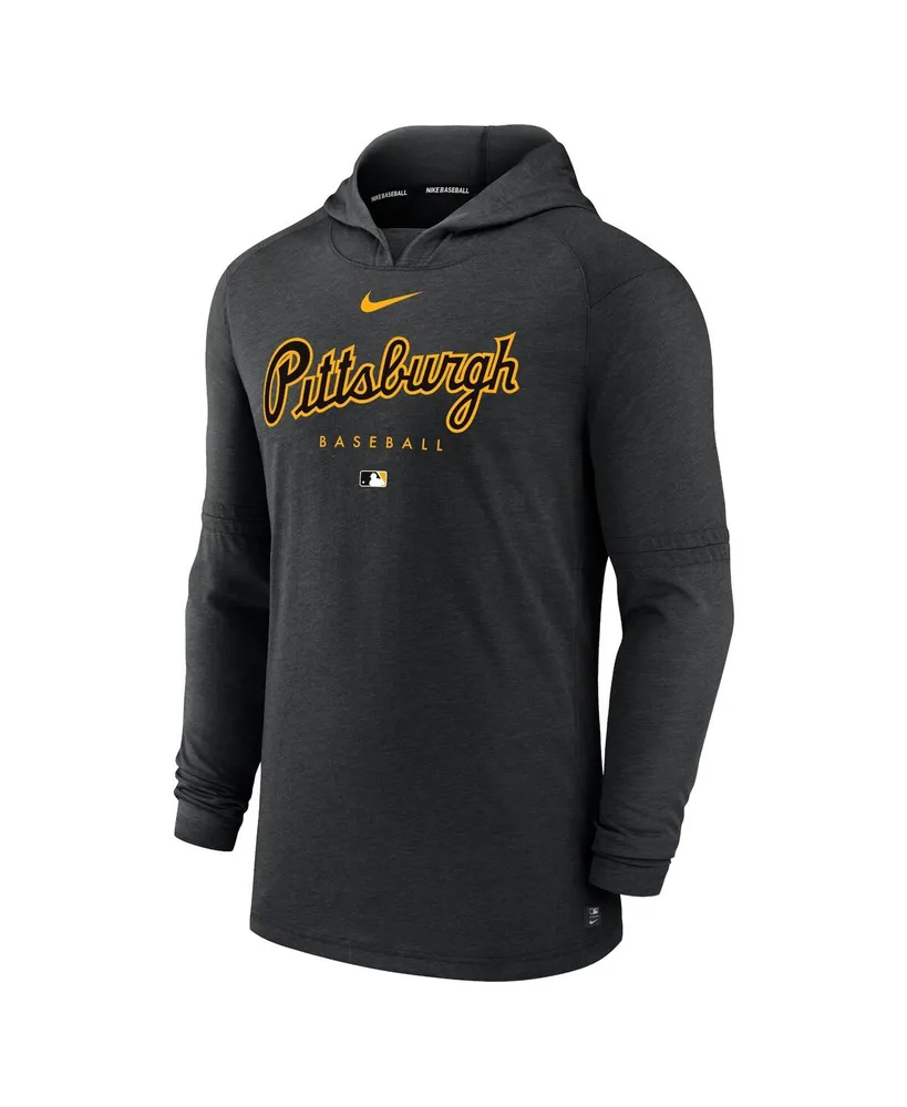 Men's Nike Heather Black Pittsburgh Pirates Authentic Collection Early Work Tri-Blend Performance Pullover Hoodie