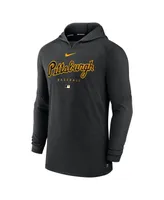 Men's Nike Heather Black Pittsburgh Pirates Authentic Collection Early Work Tri-Blend Performance Pullover Hoodie