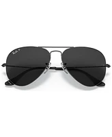 Ray-Ban Unisex Aviator Total Black Polarized Sunglasses, RB3025