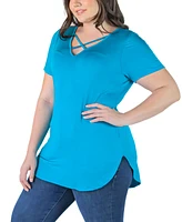 24seven Comfort Apparel Plus Size V-neck T-shirt Tunic Top