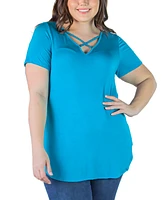 24seven Comfort Apparel Plus Size V-neck T-shirt Tunic Top