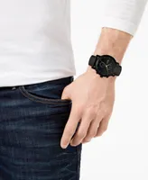 American Exchange Men's Black Silicone Strap Watch 47mm Gift Set