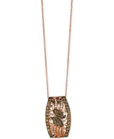 Le Vian Chocolate Diamond (7/8 ct. t.w.) & Vanilla Diamond (1/10 ct. t.w.) Lattice Cluster 18" Pendant Necklace in 14k Rose Gold