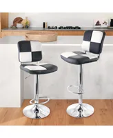 Elama 2 Piece Adjustable Faux Leather Bar Stool in Black and White with Chrome Base