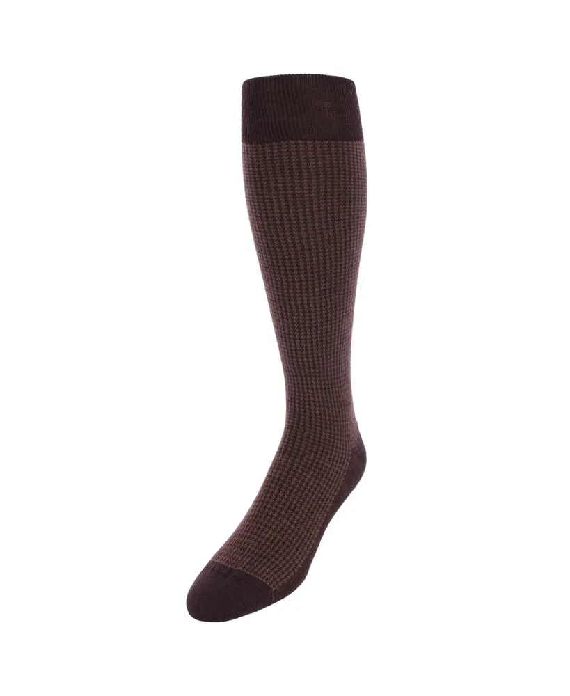 Trafalgar Charlie Over The Calf Houndstooth Merino Wool Socks