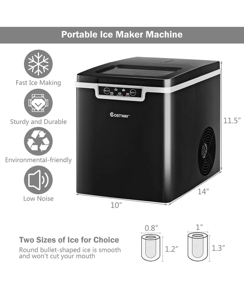 Ice Maker Machine Countertop 26Lbs/24H Portable W/Scoop & Basket Black